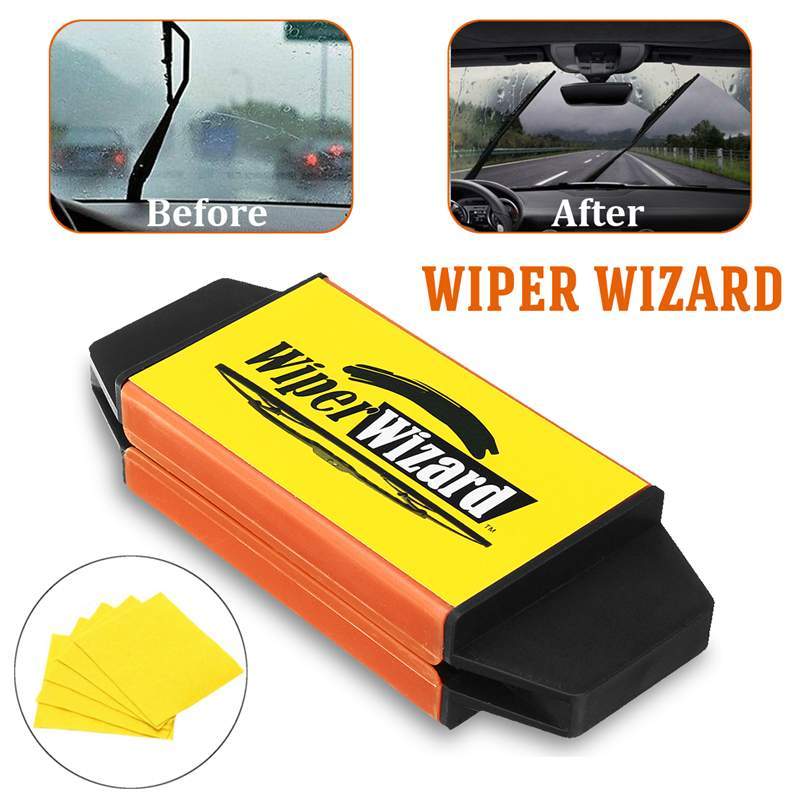 Hot 12.5X4.8cm Car Wiper Wizard Blade Restorer with 5pcs Wizard Wipes Wiper Cleaning Brush Van Windscreen Cleaner Car-Styling