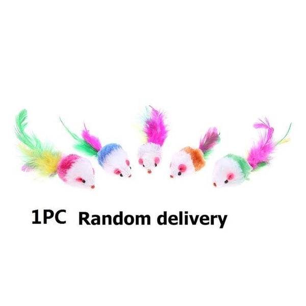 Cat Toys Lovely Ball Mouse Toys for Cats Feather Funny Playing Mice Mouse Toys Pet Animals Cute Plush Toy