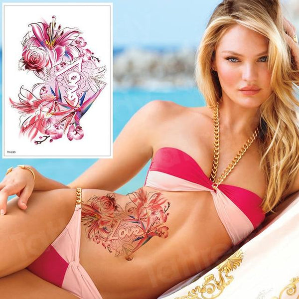 temporary tattoo black flower tattoo sleeves water transfer tatoo sticker peony rose tattoos body art sexy tatoo girl arm tatto