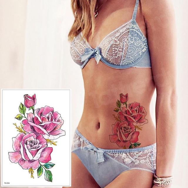 temporary tattoo black flower tattoo sleeves water transfer tatoo sticker peony rose tattoos body art sexy tatoo girl arm tatto