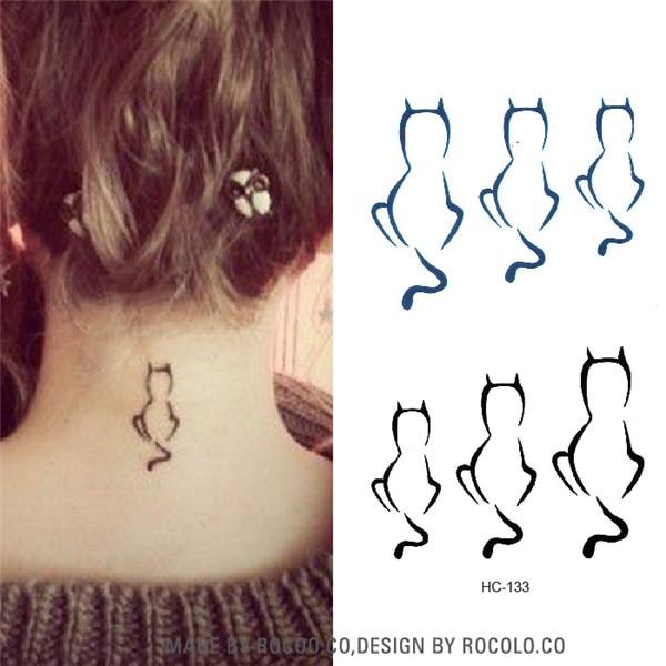 MB Classic Black Tatoo Cat Bird Fake Tattoo Tatuajes Hand Tatouage Body Waterproof Temporary Tattoo Sticker Small Taty
