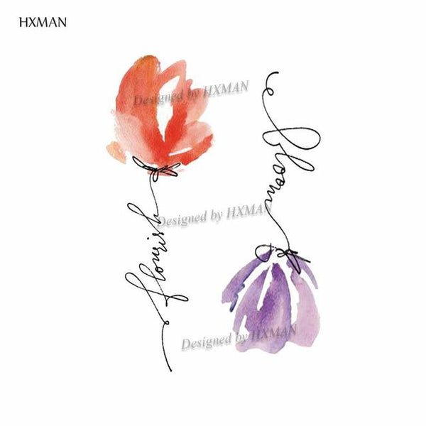 HXMAN Flower Temporary Tattoos for Women Hand Tattoo Sticker Fashion Body Art Waterproof Arm Fake Tatoo Paper 9.8X6cm P-013