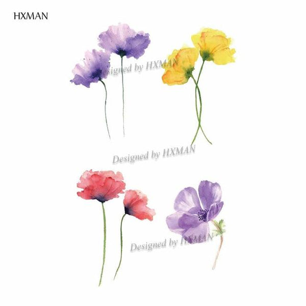 HXMAN Flower Temporary Tattoos for Women Hand Tattoo Sticker Fashion Body Art Waterproof Arm Fake Tatoo Paper 9.8X6cm P-013