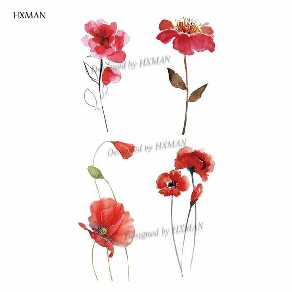 HXMAN Flower Temporary Tattoos for Women Hand Tattoo Sticker Fashion Body Art Waterproof Arm Fake Tatoo Paper 9.8X6cm P-013