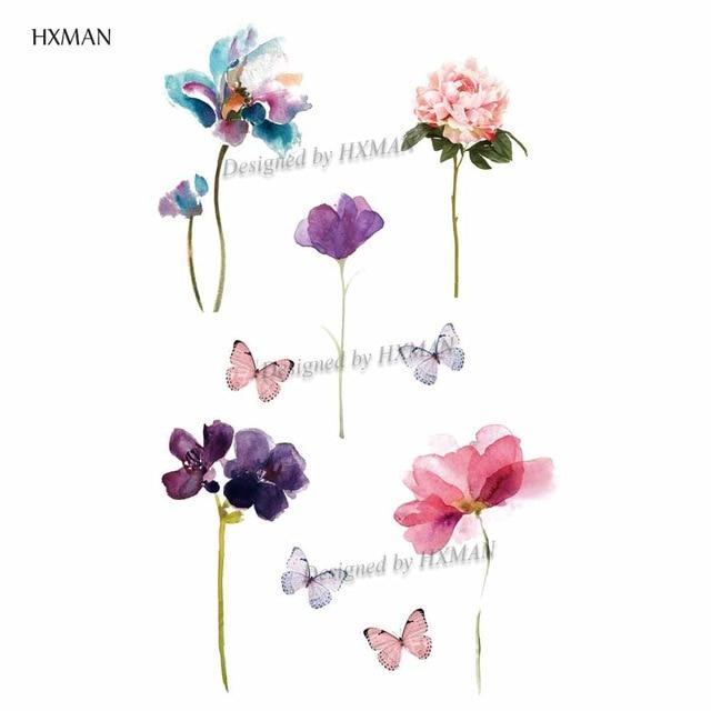 HXMAN Flower Temporary Tattoos for Women Hand Tattoo Sticker Fashion Body Art Waterproof Arm Fake Tatoo Paper 9.8X6cm P-013