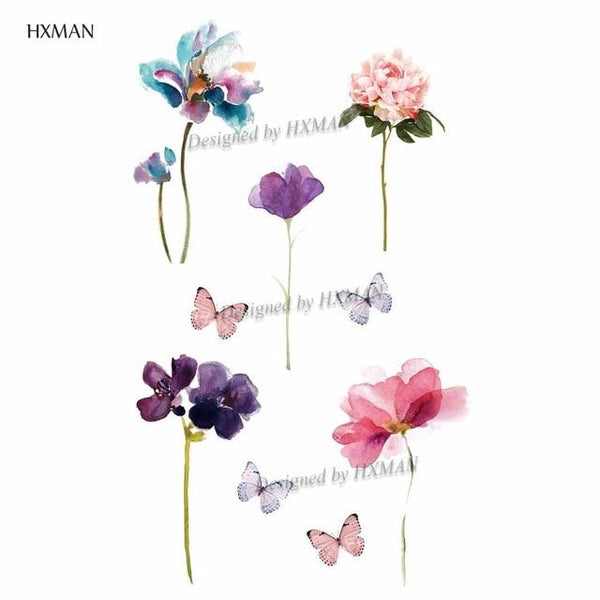 HXMAN Flower Temporary Tattoos for Women Hand Tattoo Sticker Fashion Body Art Waterproof Arm Fake Tatoo Paper 9.8X6cm P-013
