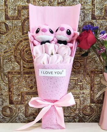 BOLAFYNIA Stitch Plush Toys Anime Lilo and Stitch Soft Stuffed Animal Dolls Plush bouquets For Valentine's Day Christmas Gifts