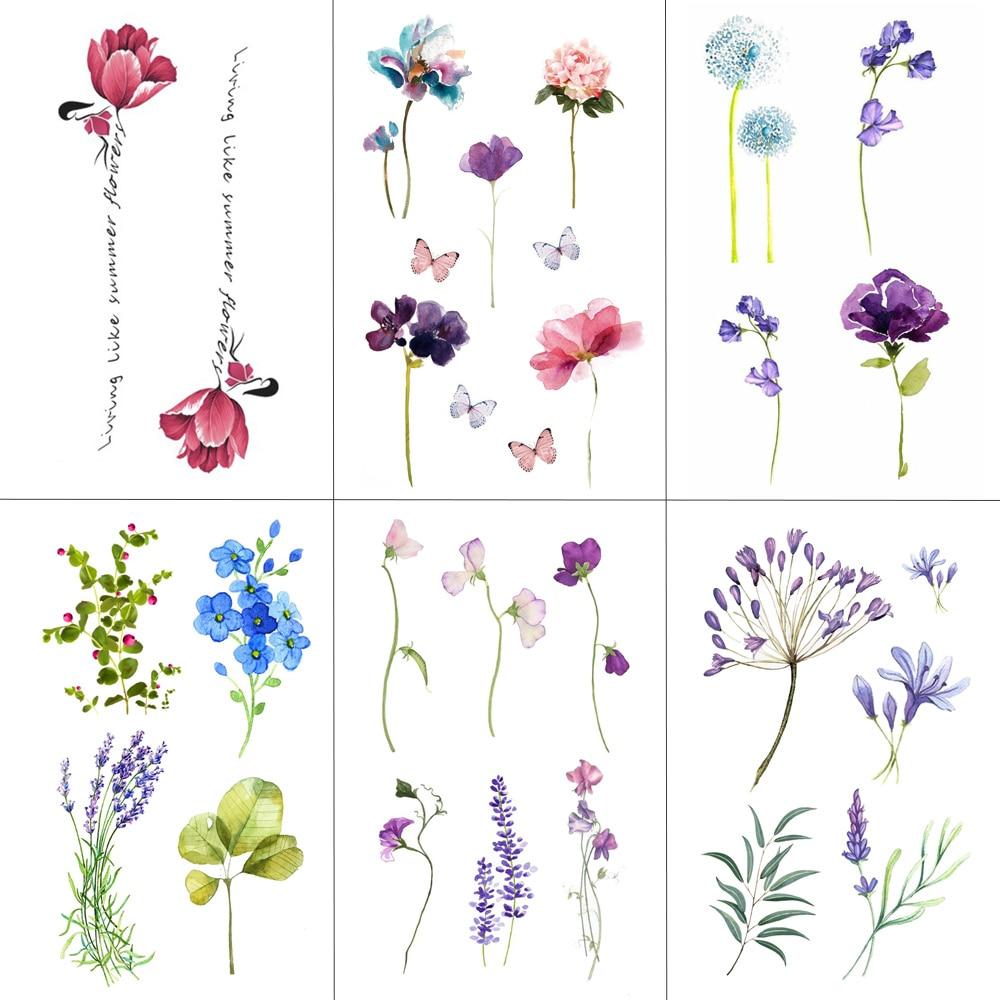 HXMAN Flower Temporary Tattoos for Women Hand Tattoo Sticker Fashion Body Art Waterproof Arm Fake Tatoo Paper 9.8X6cm P-013