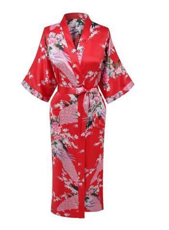 Sexy Women Long Robe With Pocket Wedding Bride Bridesmaid Dressing Gown Rayon Kimono Bathrobe Large Size S-XXXL Night Dress