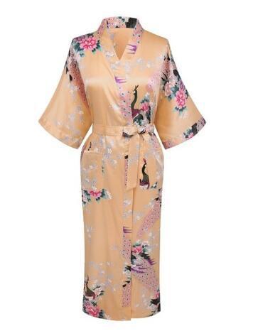 Sexy Women Long Robe With Pocket Wedding Bride Bridesmaid Dressing Gown Rayon Kimono Bathrobe Large Size S-XXXL Night Dress