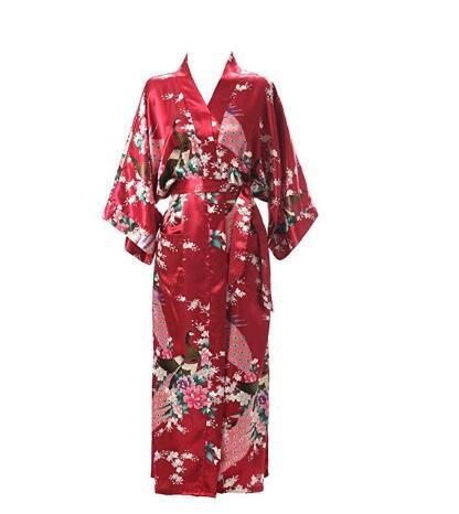 Sexy Women Long Robe With Pocket Wedding Bride Bridesmaid Dressing Gown Rayon Kimono Bathrobe Large Size S-XXXL Night Dress