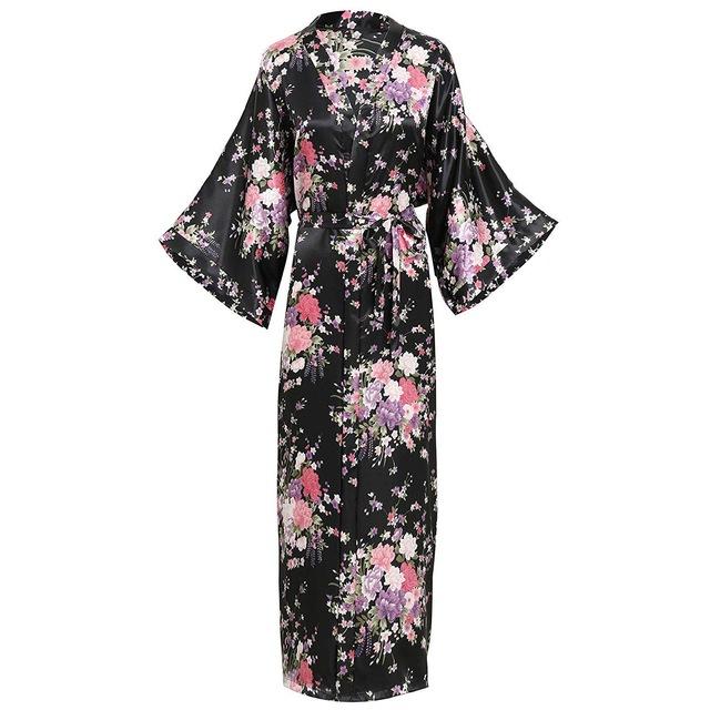 Sexy Women Long Robe With Pocket Wedding Bride Bridesmaid Dressing Gown Rayon Kimono Bathrobe Large Size S-XXXL Night Dress