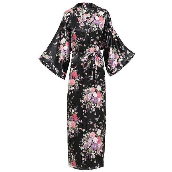 Sexy Women Long Robe With Pocket Wedding Bride Bridesmaid Dressing Gown Rayon Kimono Bathrobe Large Size S-XXXL Night Dress