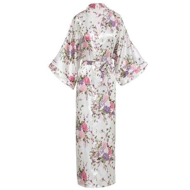 Sexy Women Long Robe With Pocket Wedding Bride Bridesmaid Dressing Gown Rayon Kimono Bathrobe Large Size S-XXXL Night Dress