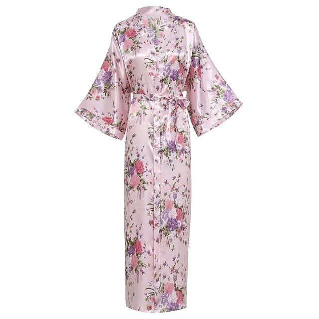 Sexy Women Long Robe With Pocket Wedding Bride Bridesmaid Dressing Gown Rayon Kimono Bathrobe Large Size S-XXXL Night Dress