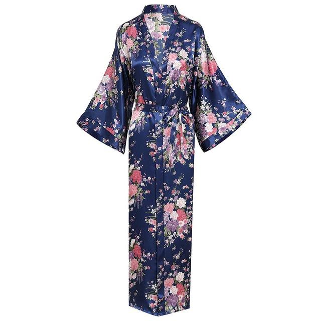 Sexy Women Long Robe With Pocket Wedding Bride Bridesmaid Dressing Gown Rayon Kimono Bathrobe Large Size S-XXXL Night Dress