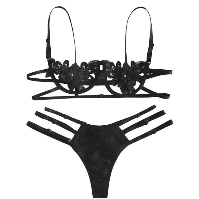 Porno Sexy Lingerie Women Sexy Underwear Lenceria mujer Erotic Langerie Open Bust Transparent Babydoll Lace Bra and Panty Set