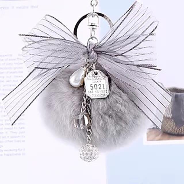 Diamond pendant bow hair ball pendant car rearview mirror decoration car interior accessories girl gifts