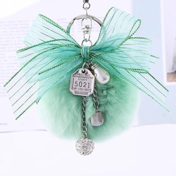 Diamond pendant bow hair ball pendant car rearview mirror decoration car interior accessories girl gifts