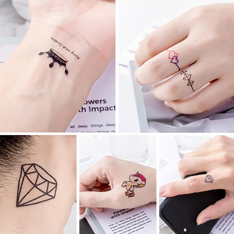 Waterproof Temporary Tattoo Stickers Diamond Crown Heart Fake Tatto Flash Tatoo Tatouage Body Art Hand Foot for Girl Women Men