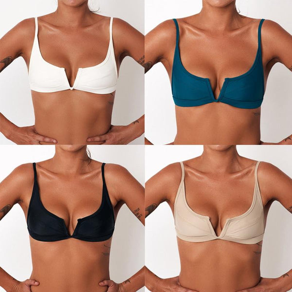 CALOFE 2019 Sumeer New Hot Sexy Women Ladies Push-Up Padded Solid Bikini Top Swimwear Bra Swimsuit Beachwear Bathing