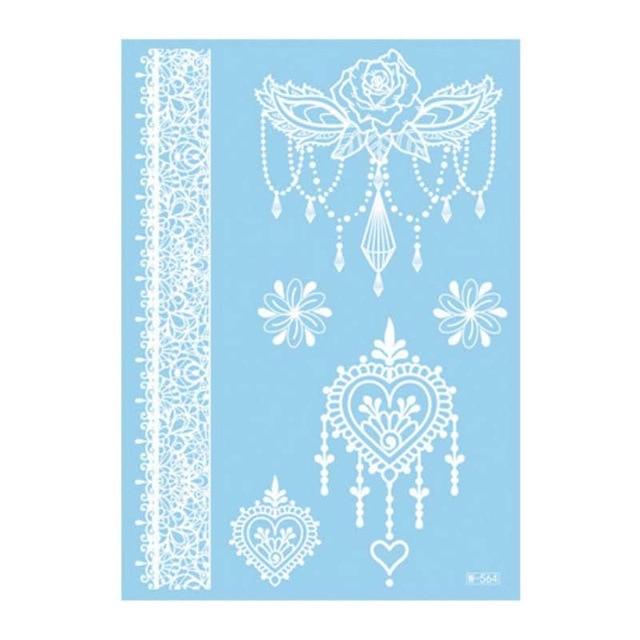 Lace Tattoo Sticker White Lace Necklace Flower Left Temporary Tattoo Sticker Body Art Paint Waterproof For Wedding