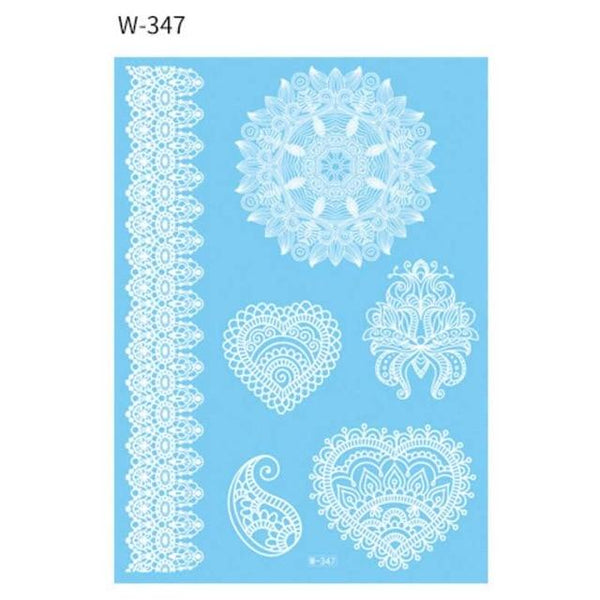 Lace Tattoo Sticker White Lace Necklace Flower Left Temporary Tattoo Sticker Body Art Paint Waterproof For Wedding