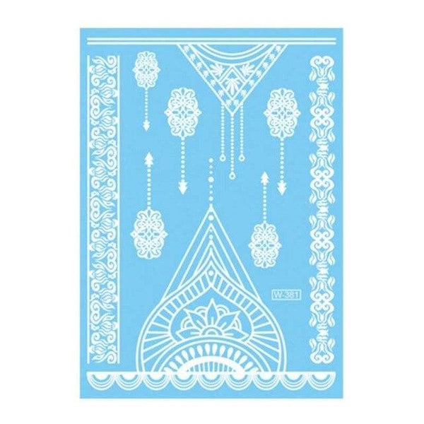 Lace Tattoo Sticker White Lace Necklace Flower Left Temporary Tattoo Sticker Body Art Paint Waterproof For Wedding