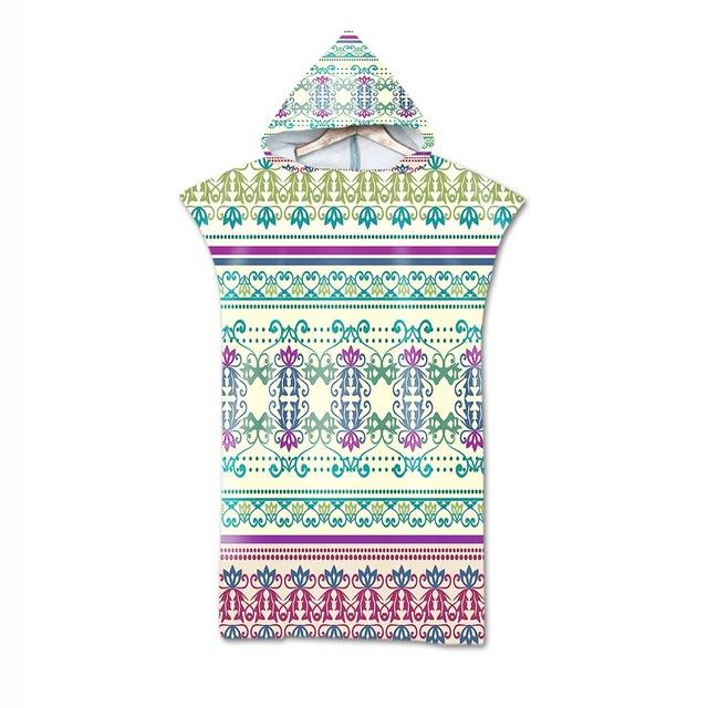 Bohemian Geometric Microfiber Bath Beach Towel with Hooded Robe Poncho for Swimming Beach Surf Man Woman Bathrobe Beachwear