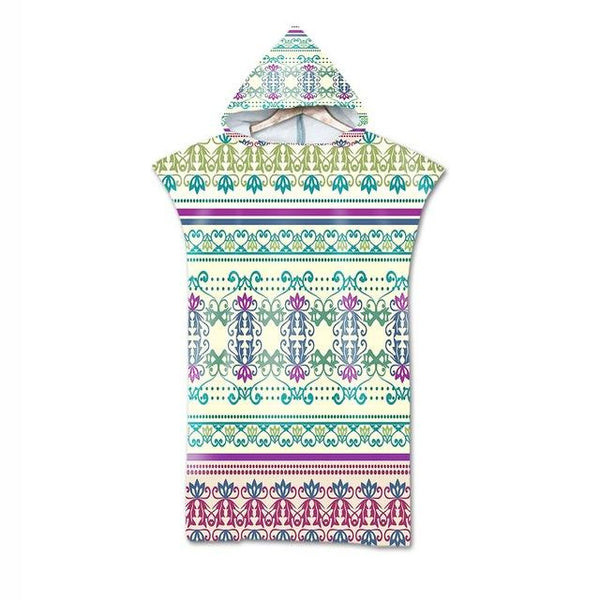 Bohemian Geometric Microfiber Bath Beach Towel with Hooded Robe Poncho for Swimming Beach Surf Man Woman Bathrobe Beachwear