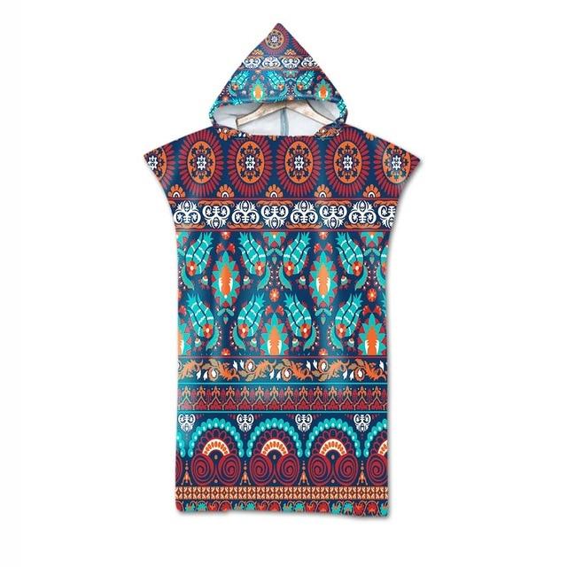 Bohemian Geometric Microfiber Bath Beach Towel with Hooded Robe Poncho for Swimming Beach Surf Man Woman Bathrobe Beachwear