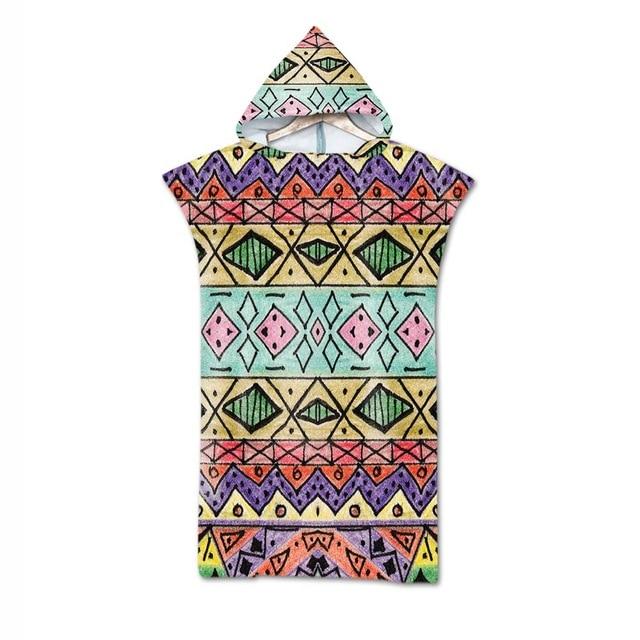 Bohemian Geometric Microfiber Bath Beach Towel with Hooded Robe Poncho for Swimming Beach Surf Man Woman Bathrobe Beachwear