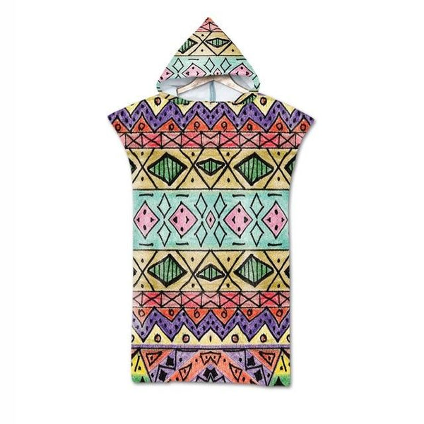 Bohemian Geometric Microfiber Bath Beach Towel with Hooded Robe Poncho for Swimming Beach Surf Man Woman Bathrobe Beachwear