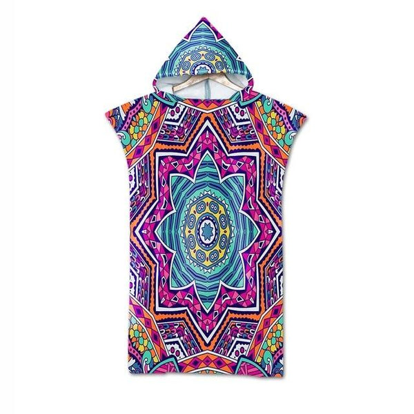 Bohemian Geometric Microfiber Bath Beach Towel with Hooded Robe Poncho for Swimming Beach Surf Man Woman Bathrobe Beachwear