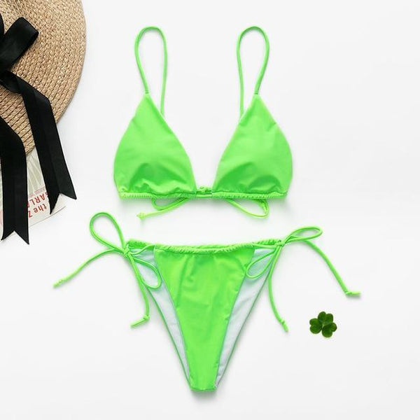 Aartiee Neon bikini 2019 Push up Sexy Brazilian bikini set triangle bathers woman swimwear Micro swimsuit female string biquini