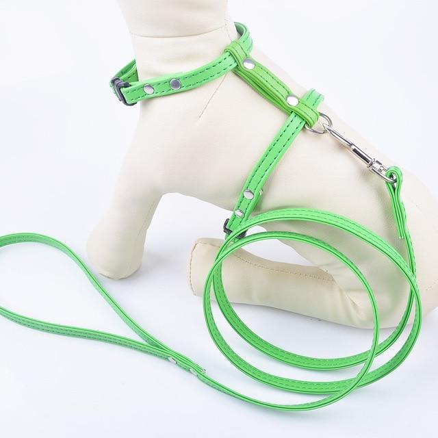 12Colors Puppy Dog Harnesses Lead Set Soft Pu Leather Adjustable Safety Control Restraint Cat Pet Halter Harness