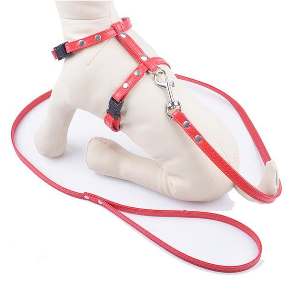 12Colors Puppy Dog Harnesses Lead Set Soft Pu Leather Adjustable Safety Control Restraint Cat Pet Halter Harness