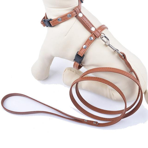 12Colors Puppy Dog Harnesses Lead Set Soft Pu Leather Adjustable Safety Control Restraint Cat Pet Halter Harness