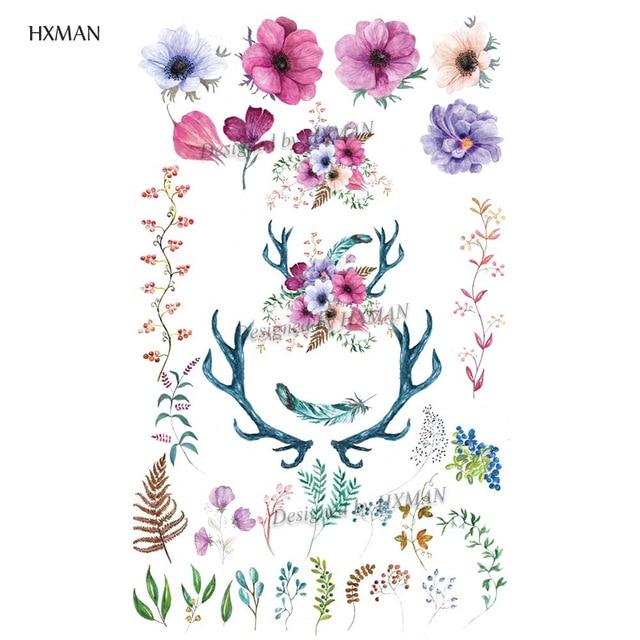 HXMAN Flower Temporary Tattoo Sticker Waterproof Fashion Women Arm Fake Face Body Art 9.8X6cm Kids Adult Hand Tatoo P-034