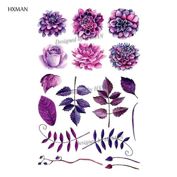 HXMAN Flower Temporary Tattoo Sticker Waterproof Fashion Women Arm Fake Face Body Art 9.8X6cm Kids Adult Hand Tatoo P-034