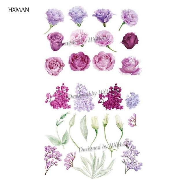 HXMAN Flower Temporary Tattoo Sticker Waterproof Fashion Women Arm Fake Face Body Art 9.8X6cm Kids Adult Hand Tatoo P-034