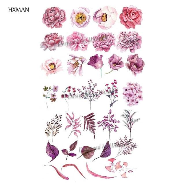 HXMAN Flower Temporary Tattoo Sticker Waterproof Fashion Women Arm Fake Face Body Art 9.8X6cm Kids Adult Hand Tatoo P-034