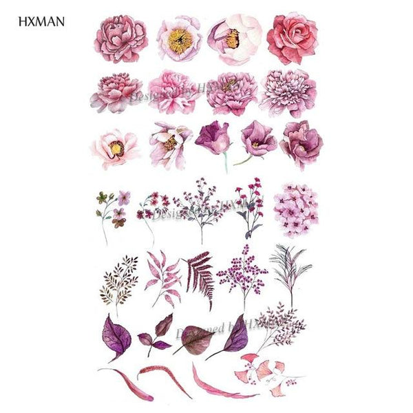 HXMAN Flower Temporary Tattoo Sticker Waterproof Fashion Women Arm Fake Face Body Art 9.8X6cm Kids Adult Hand Tatoo P-034