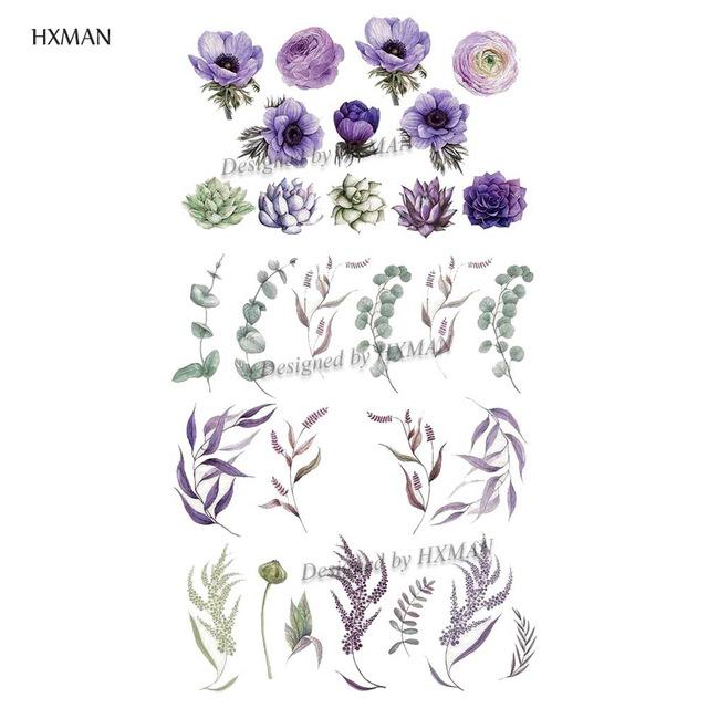 HXMAN Flower Temporary Tattoo Sticker Waterproof Fashion Women Arm Fake Face Body Art 9.8X6cm Kids Adult Hand Tatoo P-034
