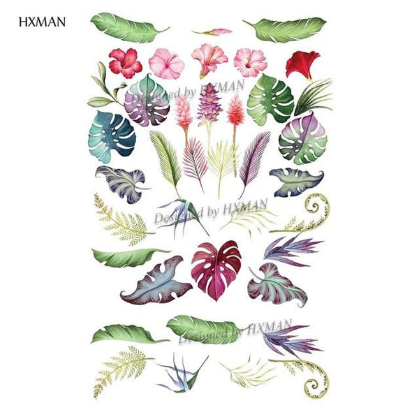 HXMAN Flower Temporary Tattoo Sticker Waterproof Fashion Women Arm Fake Face Body Art 9.8X6cm Kids Adult Hand Tatoo P-034