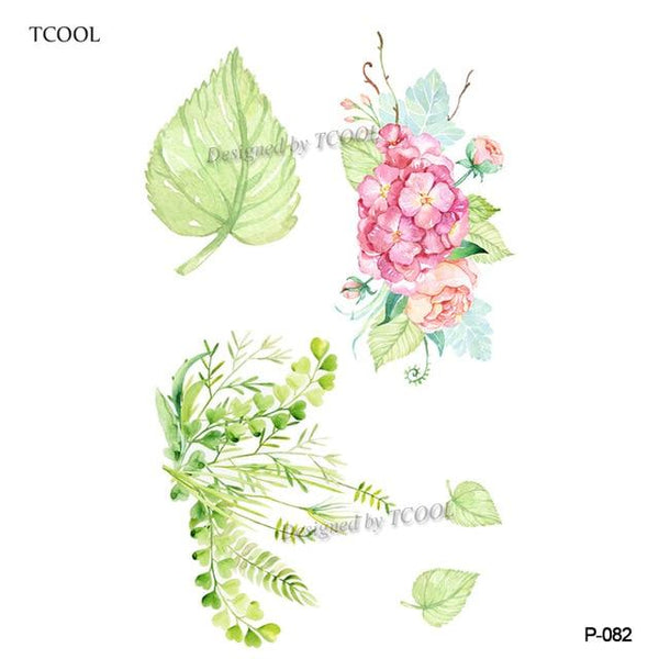 HXMAN Flower Temporary Tattoo Sticker Waterproof Fashion Women Face Fake Body Art  Children Adult Hand Tattoos 10.5X6cm P-101