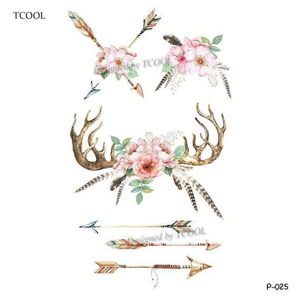 HXMAN Flower Temporary Tattoo Sticker Waterproof Fashion Women Face Fake Body Art  Children Adult Hand Tattoos 10.5X6cm P-101