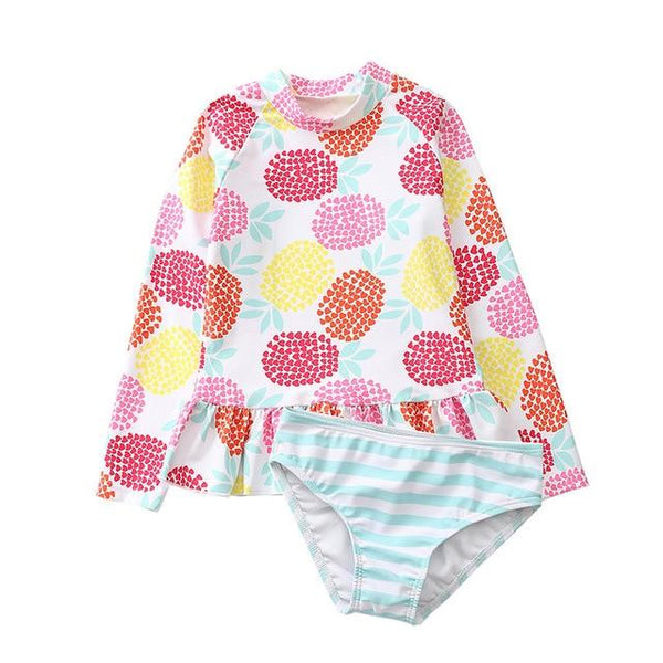 2019 Two Piece Swimsuit For Girls Ins Flamingo Girls Swimsuit 2-10 Years Children's Swimwear Pineapple Beachwear Kids CZ974