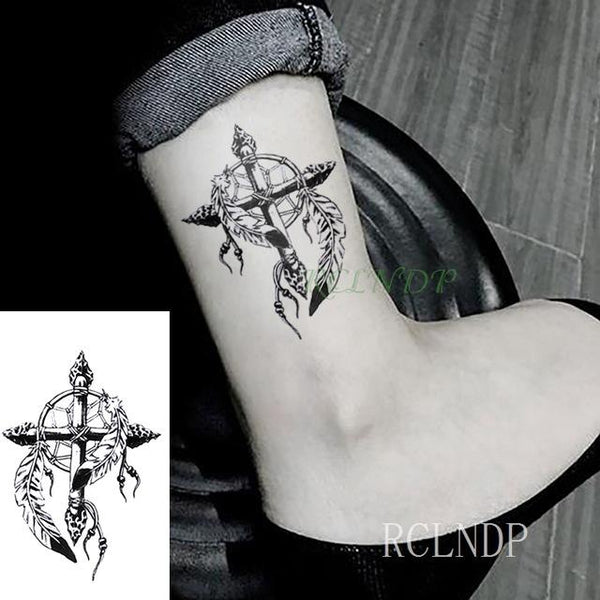 Waterproof Temporary Tattoo Stickers Cross Tribal Totem Fake Tatto Flash Tatoo Tatouage Neck Hand Back Foot for Girl Women Men