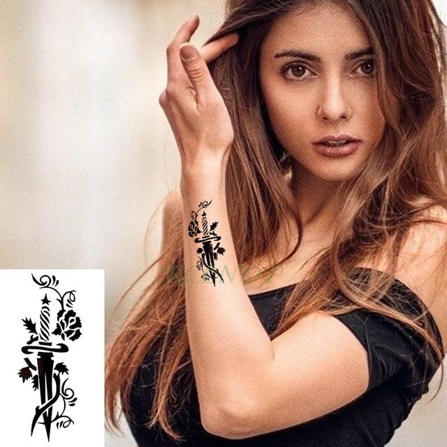 Waterproof Temporary Tattoo Stickers Cross Tribal Totem Fake Tatto Flash Tatoo Tatouage Neck Hand Back Foot for Girl Women Men
